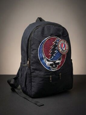 Grateful Dead In the Dark Black Canvas Backpack with Steal Your Face Appliqué